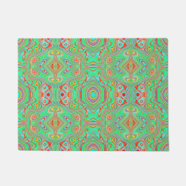 Felpudo Patrón abstracto retro de naranja y verde lima