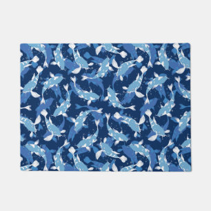Felpudo Patrón acuático azul - Koi Fish