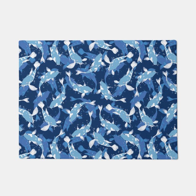 Felpudo Patrón acuático azul - Koi Fish (Anverso)