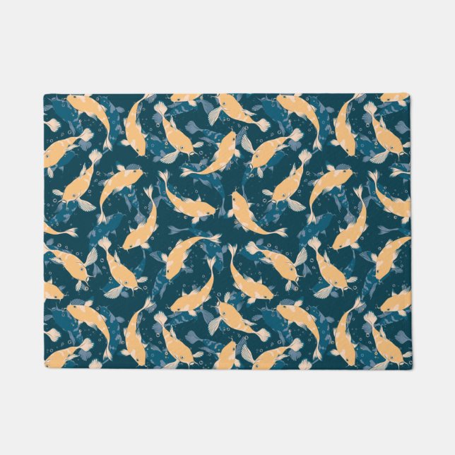 Felpudo Patrón amarillo y azul - Koi Fish (Anverso)