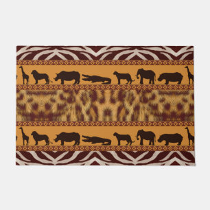 Felpudo Patrón Animal Moderno Tribal Africano de Leopardo