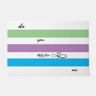 Felpudo patrón azul blanco y verde mate personalizado