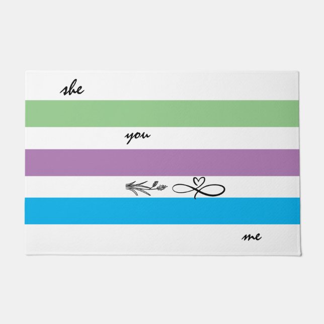 Felpudo patrón azul blanco y verde mate personalizado (Anverso)