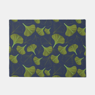 Felpudo Patrón azul de hojas de gingko florales
