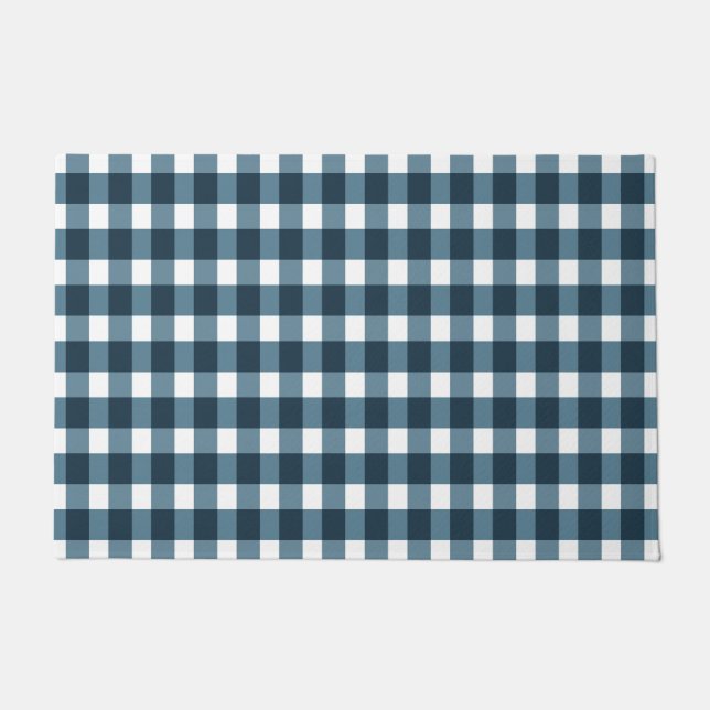 Felpudo Patrón azul índigo de Gingham (Anverso)