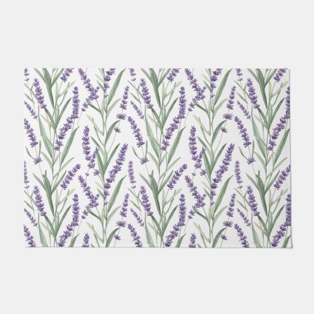 Felpudo Patrón botánico de lavanda (Anverso)