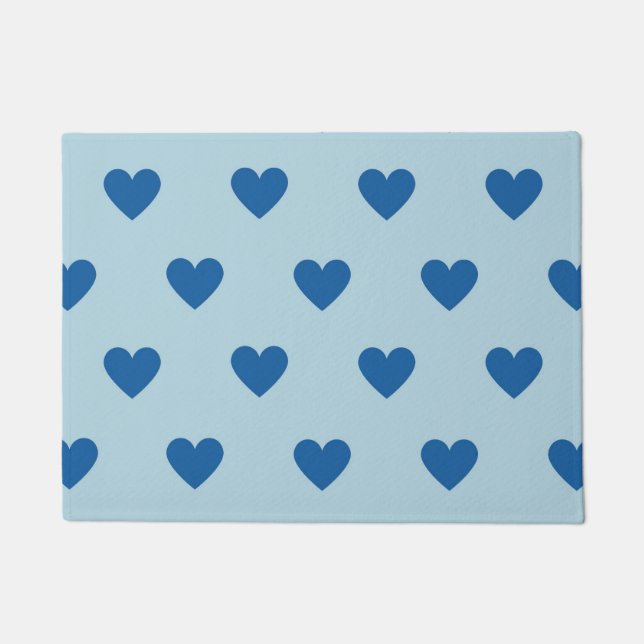 Felpudo Patrón cardíaco simple de corte azul (Anverso)