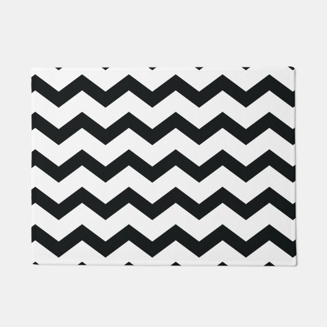 Felpudo Patrón Chevron Blanco y negro (Anverso)