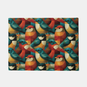 Felpudo Patrón continuo de pájaros geométricos abstractos