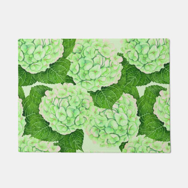 Felpudo Patrón de acuarela de Hydrangea (Anverso)