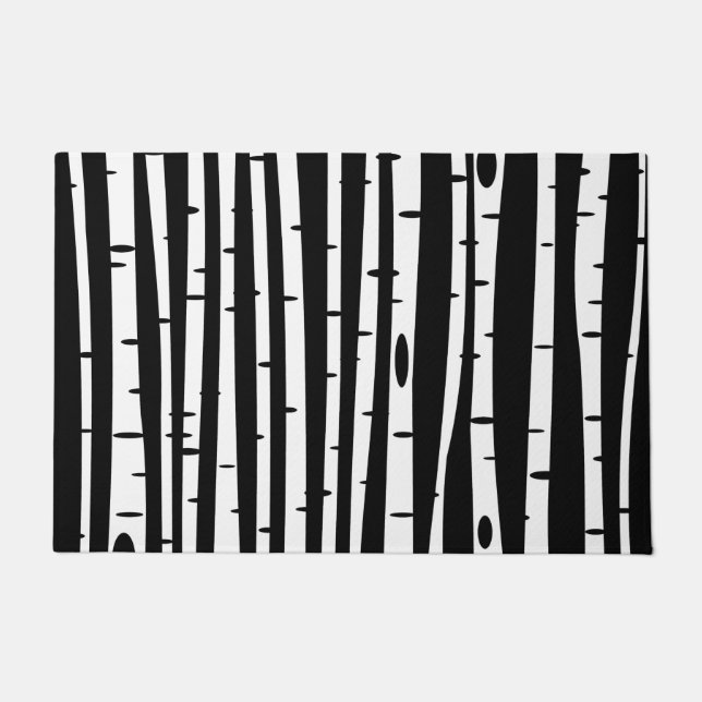 Felpudo Patrón de árbol blanco negro (Anverso)