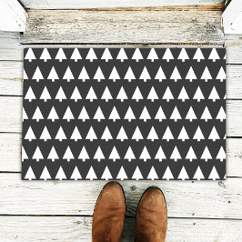 Felpudo Patrón de árbol de escáner | Blanco y negro Minima