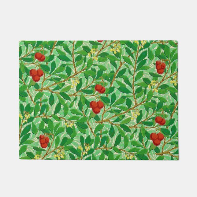 Felpudo Patrón de árbol William Morris Lychee, verde claro (Anverso)
