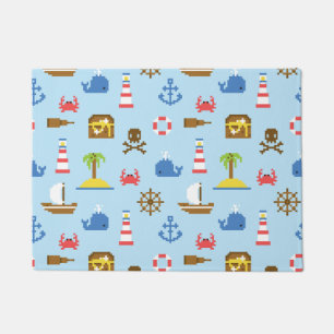 Felpudo Patrón de arte del mar de píxeles