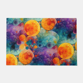 Felpudo Patrón de arte fractal naranja púrpura azul verdos