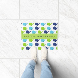 Felpudo Patrón de Ballenas, Ballenas Cutas, Tu Nombre