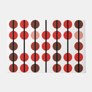 Felpudo Patrón de bandas de puntos de polka rojo y marrón