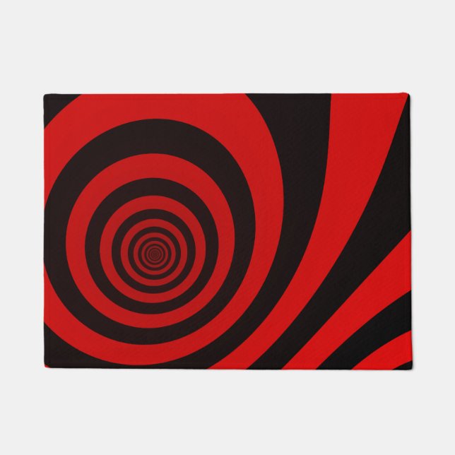 Felpudo Patrón de bucle rayado rojo y negro (Anverso)