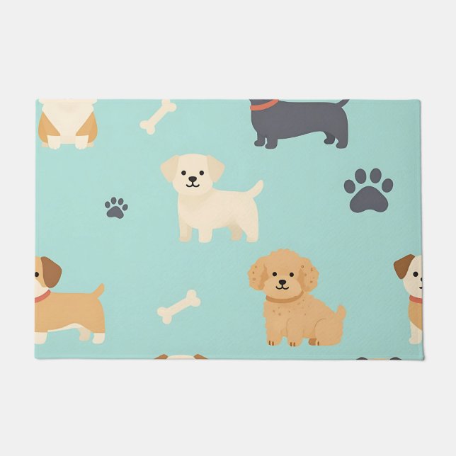Felpudo Patrón de cachorros adorables (Anverso)