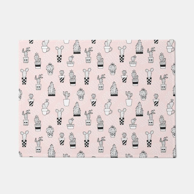 Felpudo Patrón de cactus dibujado a mano (Anverso)