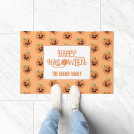 Felpudo Patrón de calabazas de Kawaii de Halloween