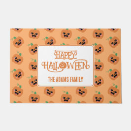 Felpudo Patrón de calabazas de Kawaii de Halloween