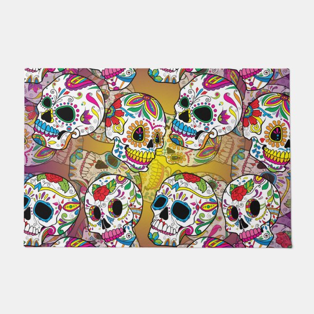 Felpudo Patrón de calaveras azucareras (Anverso)