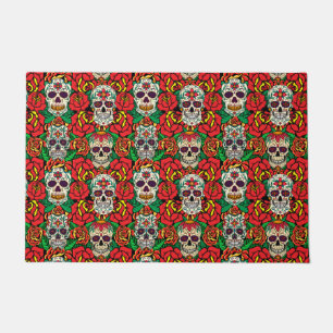 Felpudo Patrón de calaveras florales