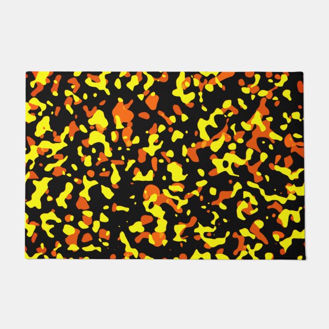 Felpudo Patrón de camuflaje amarillo y Naranja brillante d (Anverso)