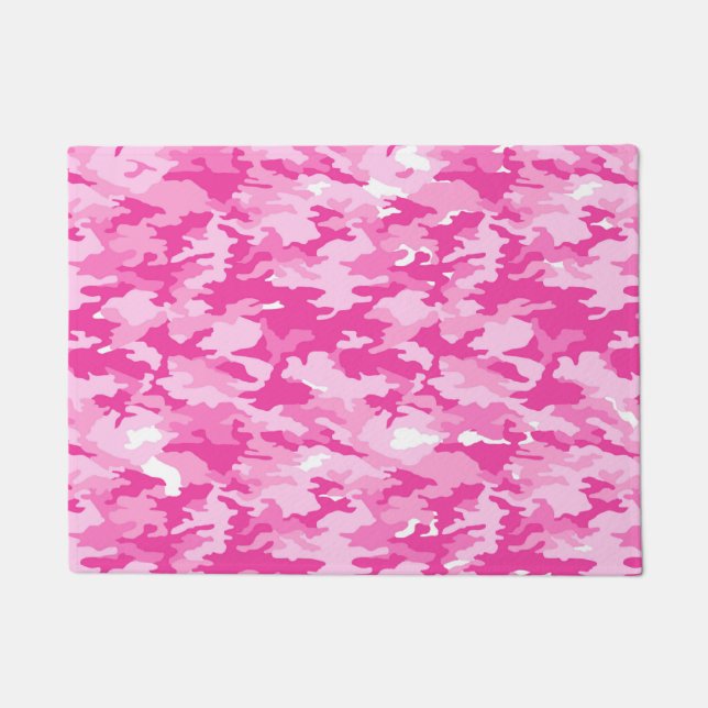 Felpudo Patrón de camuflaje rosa – Conciencia sobre el cán (Anverso)