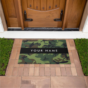 Felpudo Patrón de camuflaje verde, nombre, personalización