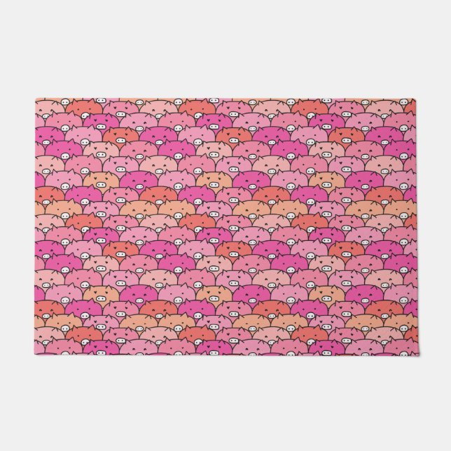 Felpudo Patrón de cerdo divertido (Anverso)