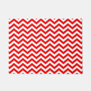 Felpudo Patrón De Chevron Rojo Y Blanco