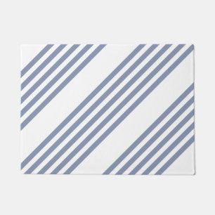 Felpudo Patrón de cinco rayas azul-gris y blanco