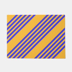 Felpudo Patrón de cinco rayas azul y amarillo eléctrico