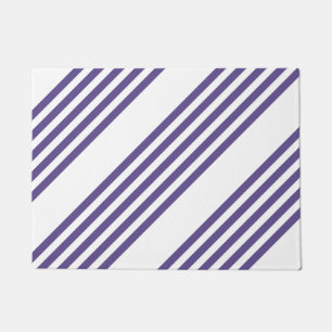 Felpudo Patrón de cinco rayas ultravioleta y blanca