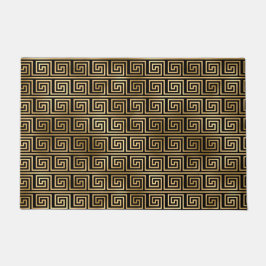 Felpudo Patrón de claves griega negro y dorado