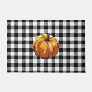 Felpudo Patrón de comprobación de búfalo de calabaza otoño