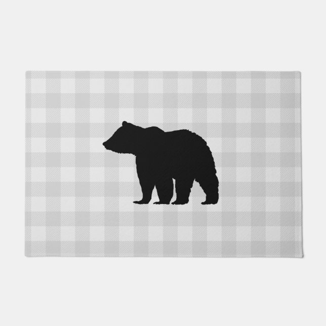 Felpudo Patrón de comprobación de búfalo de oso otoño (Anverso)