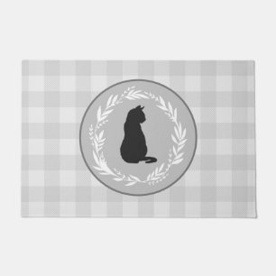 Felpudo Patrón de comprobación de búfalo de silueta de gat