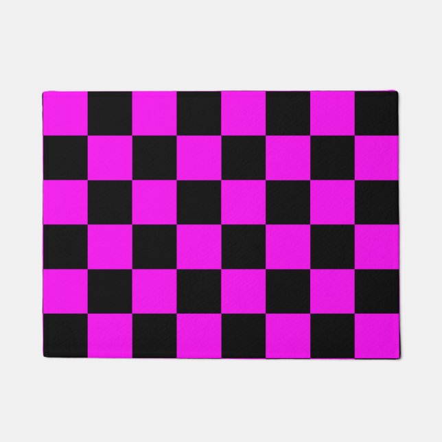 Felpudo Patrón de comprobación de negro púrpura (Anverso)