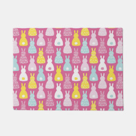 Felpudo Patrón de conejo de conejo de Pascua rosa suave