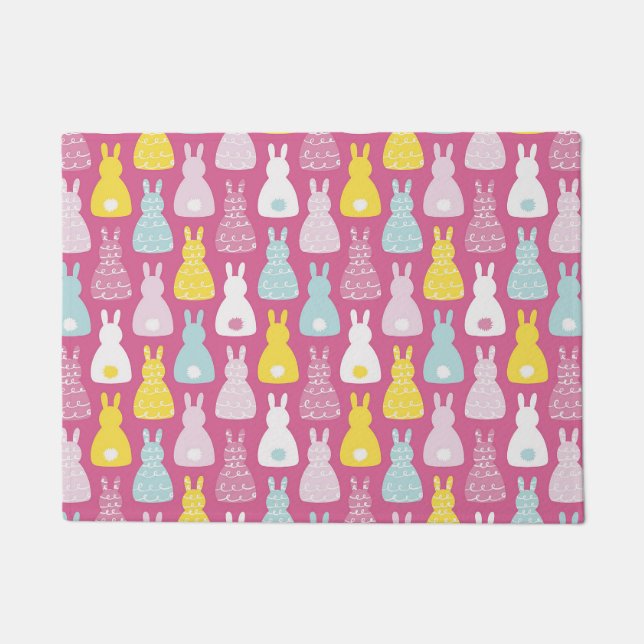 Felpudo Patrón de conejo de conejo de Pascua rosa suave (Anverso)