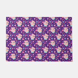 Felpudo Patrón de corazón blanco cúpido de cerdo