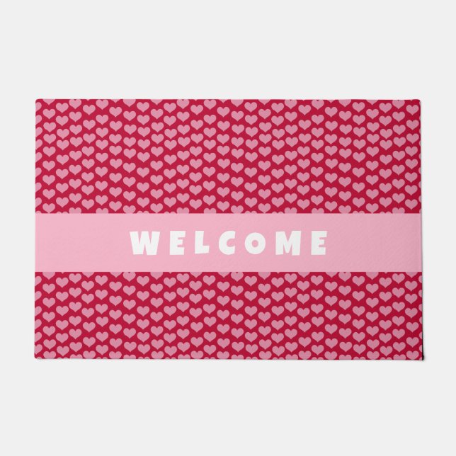 Felpudo Patrón de corazón rojo el día de San Valentín pers (Anverso)