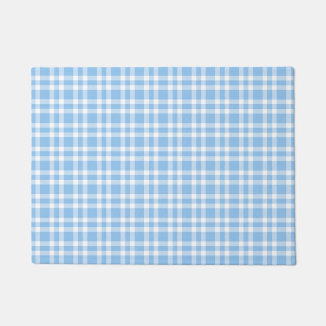 Felpudo Patrón de Cuadro Escocés Azul Blanco (Anverso)