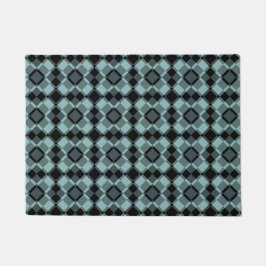 Felpudo Patrón de cuadros argyle azul negro