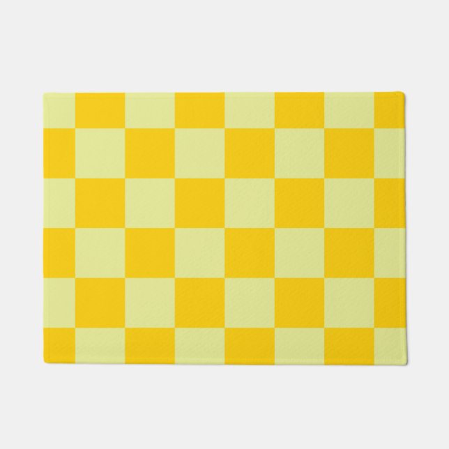 Felpudo Patrón de cuadros gingham amarillo (Anverso)