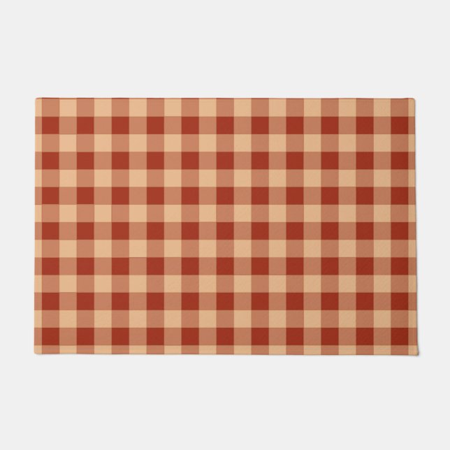 Felpudo Patrón de cuadros gingham marrones (Anverso)