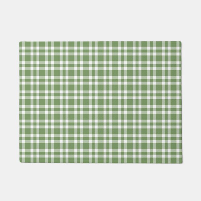 Felpudo Patrón de Cuadros Verde Blanco (Anverso)